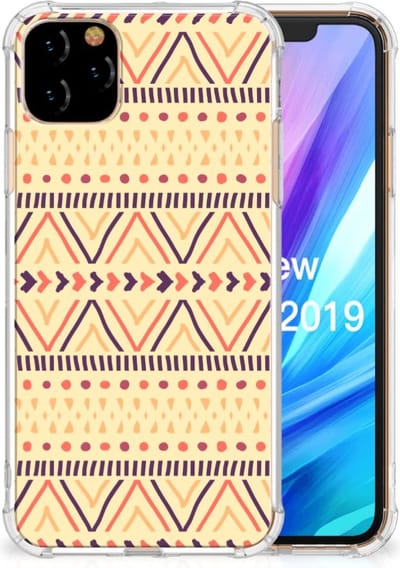 TPU Case Anti-Shock voor Apple iPhone 11 Pro Max Doorzichtige Silicone Hoesje Aztec Yellow