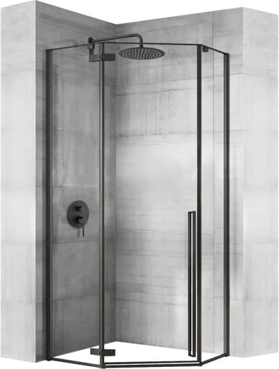 Rea Diamond - Douchecabine - Zwart - 80X80 + Witte Diamond Douchebak 80X80 Vierkant - 80X80X195Cm