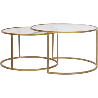 Light & Living Salontafel Duarte - Glas/Antiek Goud - Ø75+Ø65cm - Klassiek,Luxe