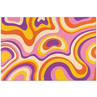 Retro Swirl Vloerkleed Psychedelische Jaren '70 Golvende Trippy Vloerkleed voor Slaapkamer Esthetische Woonkamer Y2K Decor Tapijt 40X60cm-16x24in yellow