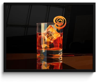 Poster in lijst - Fotolijst 80x60 cm - Posters - Glas - Ijsblokjes - Drinken - Bruin - Posterlijst zwart - Decoratie - Wanddecoratie woonkamer - Muurdecoratie slaapkamer - Kerstversiering - Kerstdecoratie voor binnen - Kerstmis