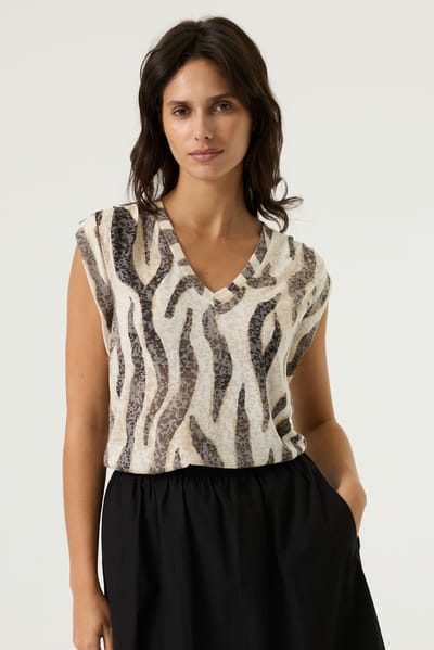 GARCIA Dames Print T-shirt Wit Korte mouw