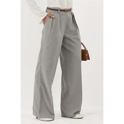 Gestreepte Wijde Pantalon met Plissé