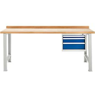 TOP-werkbank met 3 schuifladen, basiseenheid, B 2000 mm, lichtgrijs