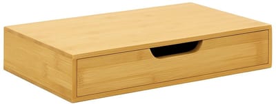 Wandrek van bamboe met lade, hangrek voor slaapkamer, woonkamer of hal, rek met opbergruimte, wandboard, 40 x 24 x 8 cm, naturel