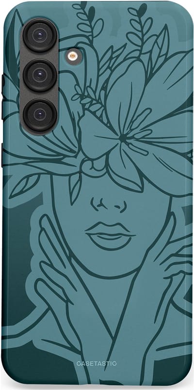 Casetastic hoesje geschikt voor Samsung Galaxy S25 Plus - Dubbellaagse bescherming - Flora Femme - Fashion Case - Petrol Donkergrijs Grijs