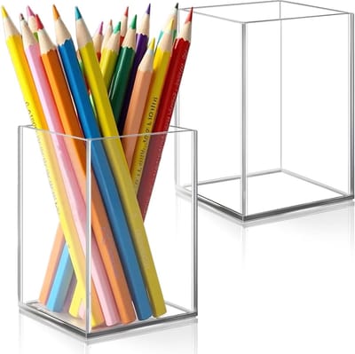 Transparante Acryl Pennenhouder Set van 2, Desk Organizer voor Kantoor, School en Make-up Accessoires
