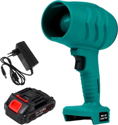 Accu Bladblazer - Mini Turboventilator - Effectief Reinigen - Traploze Snelheidsregeling - 23 x 8.5 x 15 cm - Zwart