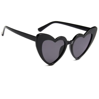 Bril hartjesvorm - Zonnebril - Heart shaped sunglasses - Carnaval - Verkleedkleding - Party glasses - Feestbril - Grappige/gekke bril - Zwart - Jonyx