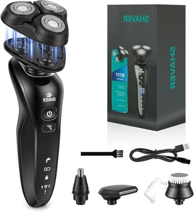 Elektrisch scheerapparaat - Scheerapparaat heren - Glad scheren - 3-in-1 opzetstukken - IPX6 waterdicht - Zwart