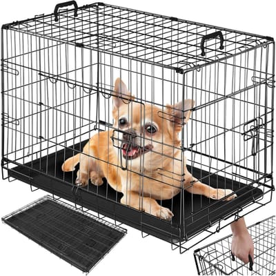 Hondenkooi Opvouwbaar - Hondenbox Transportbox - Veilig Transport - Twee Deuren Dubbele Sluiting - 78 x 48 x 52.5 cm