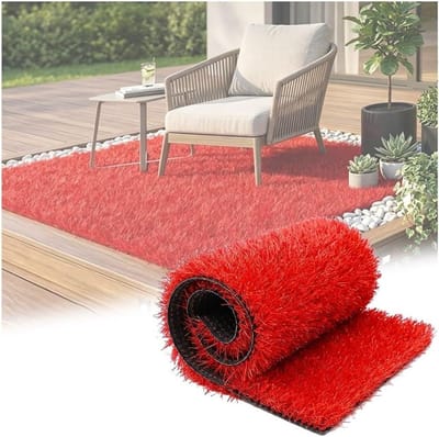 Kunstgras Tapijt - Decoratief Gazon - Buiten Decoratie - Snelle Drainage - 2 x 18 m - Rood