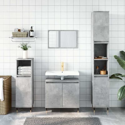 vidaXL - Badkamerkast - 58x33x60 - cm - bewerkt - hout - betongrijs
