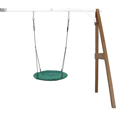AXI Summer Nestschommel met frame van hout in Bruin/Wit - Aanbouwschommel - FSC hout - Schommel met muurbevestiging, 1 nest schommel en 2 grondankers - Schommelset voor kinderen - 10 jaar Garantie!