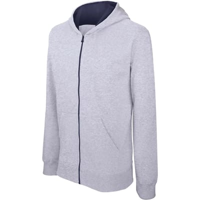 Kariban Kindersweater met rits en capuchon K486 - Oxford Grey / Navy - 12/14 Y (12/14 ans)