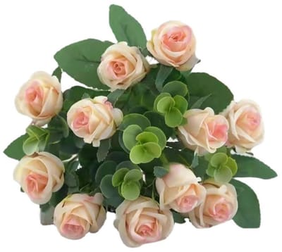 Dailygoods- Kunstbloemen 11 Stuks - Zijde Rozen - Bruidsboeket - Decoratie - Feest - Bloemhoogte 30 cm - Namaakbloemen