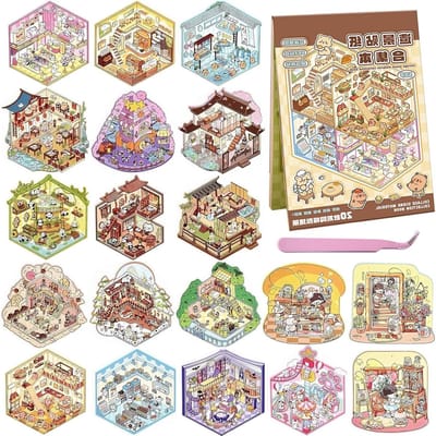 20 Stuks 3D Miniatuur Stickers voor Creatieve Projecten met Pincet - DIY Decoratie voor Thuis en Kinderen