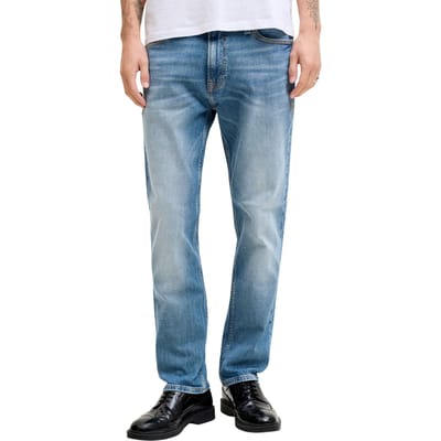 Jack & Jones blauwe heren jeans   Clark   Stonewash wassing   Regular fit   5-Pocket zakken   Knoop- en ritssluiting   Duurzaam   Regular waist Blauw