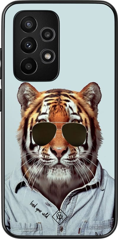 Casimoda® hoesje - Geschikt voor Samsung Galaxy A52 5G - Tijger Wild - Zwart TPU Backcover - Tijger - Blauw