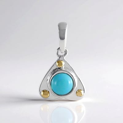 Cavill - 925 Sterling Zilveren Hanger - Blauwe Ethiopische Opaal 0,269 ct - Gouden Granulatie - Driehoekige Cabochon 18x11 mm - Luxe Sieraad