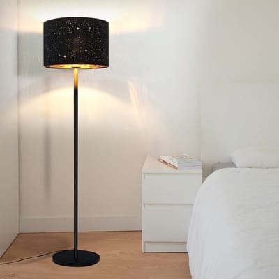 NETTLIFE Vloerlamp - Fitting: E27 - Zwart Goud - Ster Design Lampenkap - Stoffen en metaal - Moderne - 144cm Woonkamerlamp - voor Slaapkamer Kinderkamer Hal Café