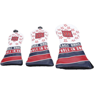 Ensemble de couvre-têtes de club de golf Imperméable Cuir PU Housse de protection pour tête de club de golf avec étiquette numérotée 3 pièces White