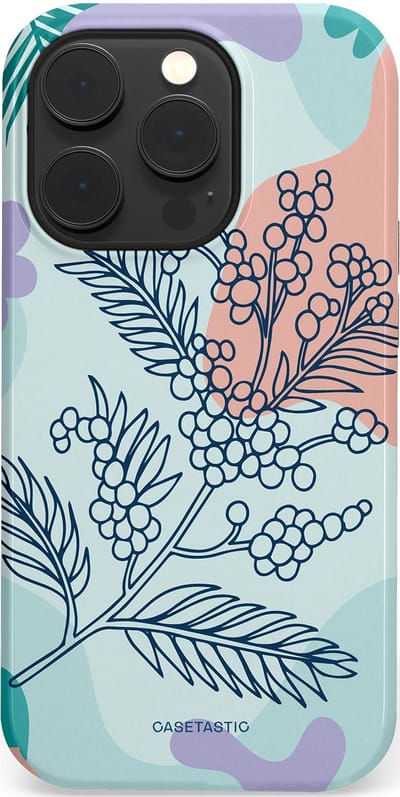 Casetastic Hoesje Geschikt voor Apple iPhone 14 Pro Magsafe - Stijlvolle Beschermende Duo-layer Case - Aquarel Bladeren