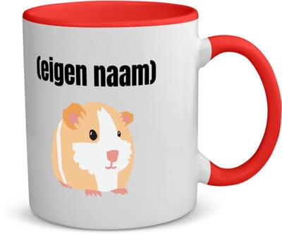 Akyol - cavia met eigen naam koffiemok - theemok - rood - Cavia - iemand die cavia's heeft - cavia liefhebber - dieren - cadeau - verjaardag - kado - - 350 ML inhoud