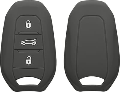 kwmobile autosleutel hoesje geschikt voor Peugeot Citroen 3-knops Smartkey autosleutel (alleen Keyless Go) hoes - TPU autosleutel behuizing - Beschermende auto sleutel case - Sleuteletui in donkergrijs