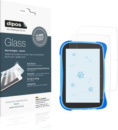 dipos – 2x Matte Pantserfolie geschikt voor Kiano Alpha Kid 8 Zoll | 9H Screenprotector