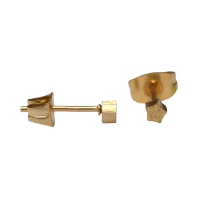 Aramat Jewels | Oorbellen | RVS Ster Oorbellen - Verjaardag Cadeau Oorstekers | 3mm / Goudkleurig Sandblasted | | | | Kinderen, Volwassenen | Verkleurd niet