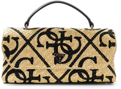 GUESS schoudertas handtas Kirsten Top Handle Flap Bag Natural / Black beige