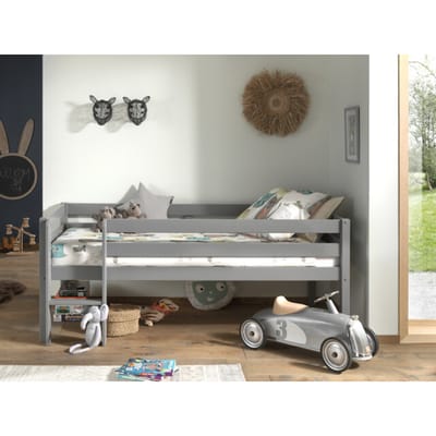 LUCEVI - Pino Halfhoogslaper met Ladder 90x200cm - Grijs - H85CM