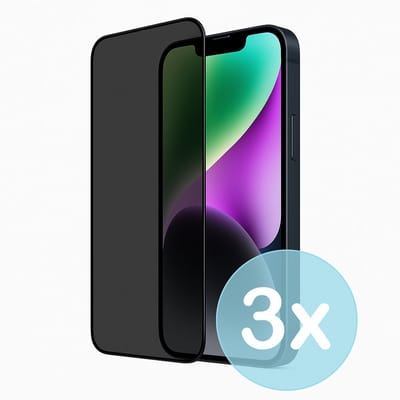 Privacy Screenprotector Geschikt voor iPhone 14 – Anti-Gluren – Krasbestendig Gehard Glas 9H – Volledige Dekking – 3-Pack – FuturiQ