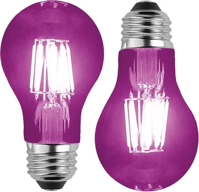 Fiestas Halloween feestverlichting lamp gekleurd - 2x - paars - 5W - E27 fitting - griezelige decoratie