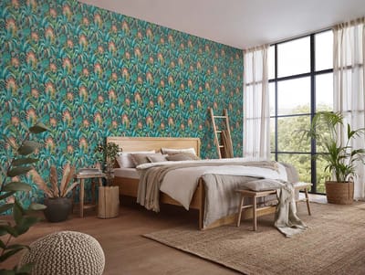 Erismann Vliesbehang 10390-19 - Aruba/Martinique - Turquoise - 53cm x 10.05m