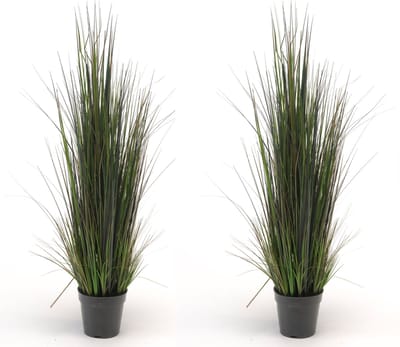 Set van 2x stuks kunstplanten groen gras sprieten 90 cm - Grasplanten/kunstplanten voor binnen gebruik