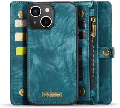 CaseMe Hoesje - Geschikt voor iPhone 13 Hoesje - CaseMe 008 2-in-1 Book Case & Back Cover met Portemonnee - Blauw