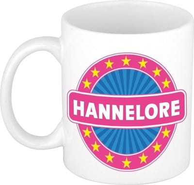 Bellatio Decorations - Hannelore voornaam - koffiemok - beker - wit/roze - 300 ml - Cadeau - Dames - Collega - Moederdag - Verjaardag