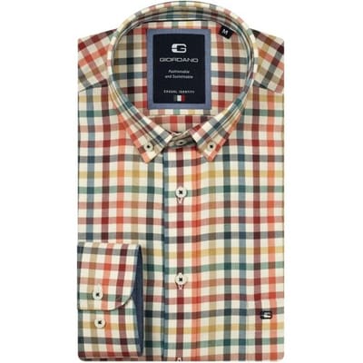 Giordano Overhemd Brando Soft Cotton Wool Multicolor Check Soft Coral-Multi / male