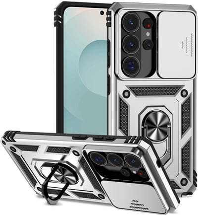 Coverup Hoesje - Geschikt voor Samsung Galaxy S26 Ultra Hoesje - Coverup Armor Ring Kickstand Back Cover met Camera Shield - Grijs