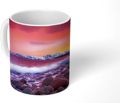 Mok - Koffiemok - Zon - Stenen - Sneeuw - Landschap - Water - Mokken - 350 ML - Beker - Koffiemokken - Theemok