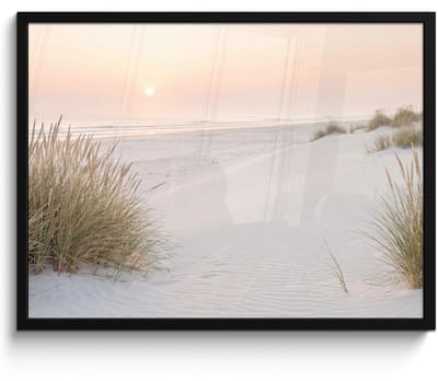 Poster in lijst - Fotolijst 80x60 cm - Posters - Horizon - Duinlandschap - Zand - Posterlijst zwart - Decoratie - Wanddecoratie woonkamer - Muurdecoratie slaapkamer