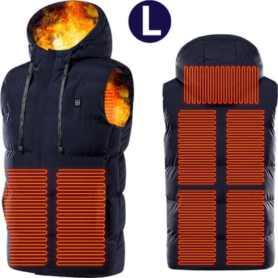 Bovista Verwarmde Bodywarmer - Heated Vest - Elektrische Bodywarmer - Met Capuchon - Water Afstotend- Oplaadbaar - Unisex - Maat L - Blauw