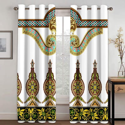 Goedkope Europese Luxe Saba Telet Ethiopische Eritrese Dikke Verduisterende Gordijnen voor Woonkamer Slaapkamer Raam Draperie Decor 2 Stuks 50W130H(CM) 2PCS&Grommet Top white