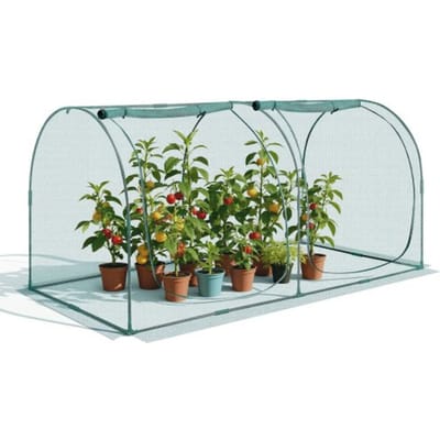 VEVOR plantenbeschermingstent, 2489x1200x1200 mm, plantenbeschermingsnet, deur met ritssluiting, winddicht, plantenkooi/kas voor verhoogde plantenbedden, buiten, tuin, terras