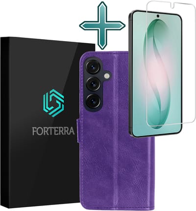 Hoesje Met Screenprotector - Geschikt voor Samsung Galaxy S26 - Luxe Pasjeshouder - Flipcase - Bookcase Portemonee - Flip Case - Kunstleer Book Case - Book Cover - Walletcase - Portemonneehoes - Paars
