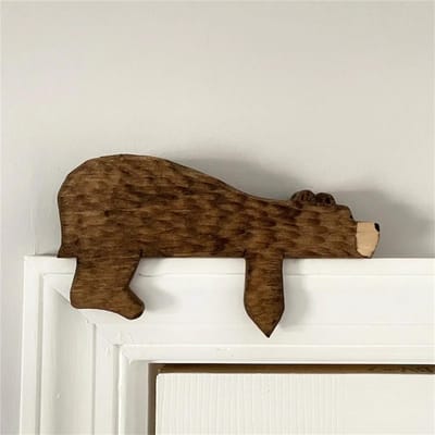 Houten Beer Deur Topper Deur Sculptuur In Uw Hoek Creatief Beeld Huis Kunst Wanddecoratie Hars Beeldje Ornament Trots Ornament plane brown