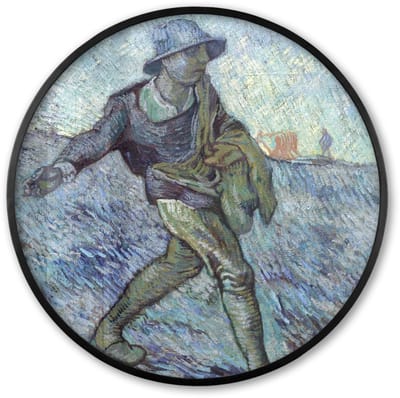 Poster in lijst Rond - Fotolijst 60x60 cm - Posters - De zaaier (naar Millet) - Vincent van Gogh - Ronde posterlijst zwart - Decoratie - Wanddecoratie woonkamer - Muurdecoratie slaapkamer