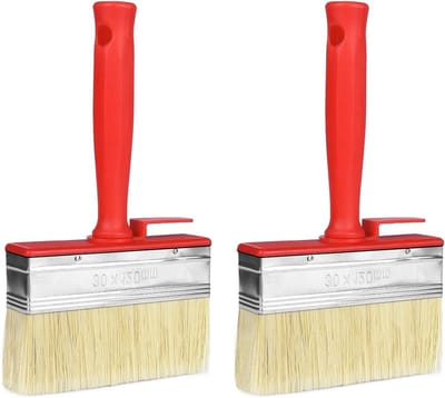 2 Pack Decoratieve Kwasten voor Hout, Gloss, Muur en Meubelverf met Rood Plastic Handvat (30x120mm)